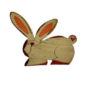 Vintage Handmade Wooden Bunny Brooch Pin | Rustic Whimsical Spring Cottagecore